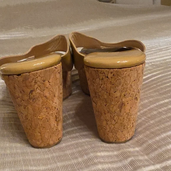 Jimmy Choo Beige Patent Cork Wedges EUC